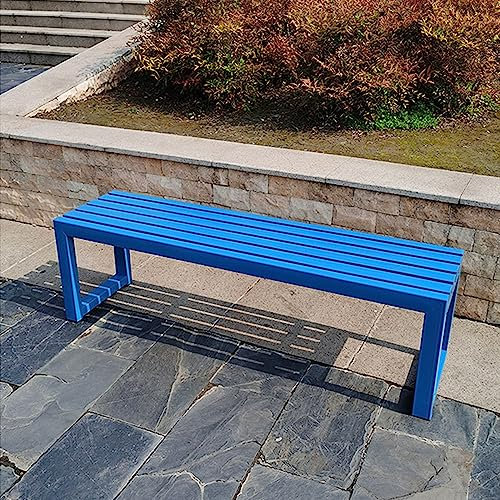 Gartenbank, Sitzgelegenheiten Im Innenhofpark, Wetterfeste Gartenbank, 2-sitzer-bank, Tragfähigkeit Bis Zu 300 Kg, Wetterfeste Parkbank Aus Verzinktem Rohr, Terrassenbank Ohne Rückenlehne 1.2M blue