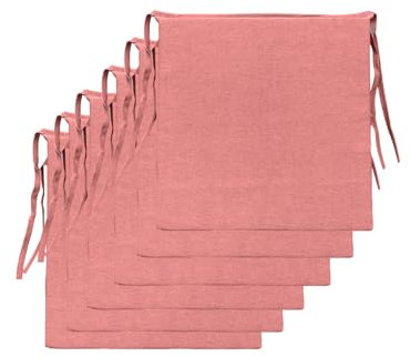 Il Tuo Artigiano Design Lot de 6 coussins pour chaises de cuisine fabriqués en Italie – coussins de chaise 40 x 40 cm, épaisseur 4 cm – 100 % coton, rembourrages en éponge (rose poudre)