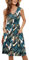 Molerani Summer Dresses for Women - UK Sleeveless Ladies V Neck Beach Swing Button Midi Sundress Dress with Pockets Leaf Print 20-22 XL