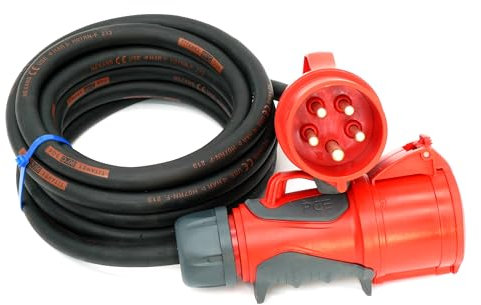 CEE Starkstromkabel (1,5m-50m) 32A Verlängerungskabel Titanex H07RN-F 5x4mm² mit PCE Grip Stecker und Kupplung, Business-Line von Event-Kabel (3 Meter)