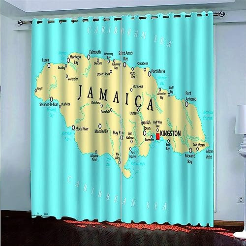 2-Teiliges Set Digital Bedruckte Verdunkelungsvorhänge 2 X 140 X 250 Cm Cartoon-Weltkarte Für Schlafzimmer, Wohnzimmer, Esszimmer, Kinder, Jugendzimmer, Fenster Vorhänge- 3D-Gedruckte Vorhä -4L9I9B1F9