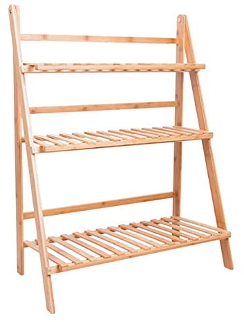 Pflanzen-Präsentationsregal aus Bambus, 3-stufige Pflanzenständer, Blumenregal, Treppen, Garten-Präsentationsregal, zusammenklappbares Blumentopf-Organizer-Regal, Pflanzgefäß-Regale, Multi-S