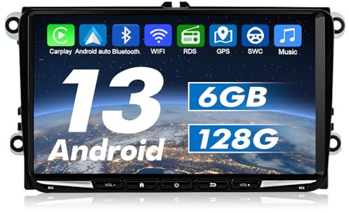 AWESAFE Android 13 Radio für VW Skoda Seat Golf, 6GB+128GB 9 Zoll Touchscreen unterstützt 4G SIM Karte WLAN Carplay Android Auto Lenkradsteuerung FM Radio Bluetooth