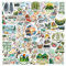 USHXVG 100 Multicolor Retro Green Forest Stickers, PVC Self-Adhesive, Suitable for Laptops, Scrapbooks, Suitcases, RV Exteriors