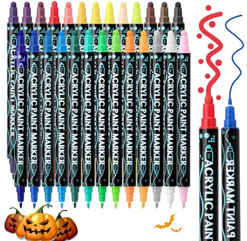 colpart Acrylic Paint Pens Paint Markers- 26 Colors Acrylic Pens Markers for Rock Painting, Glass, Stone, Wood, Pebble, Ceramic, DIY Crafts, and Paint pen Art Supplies
