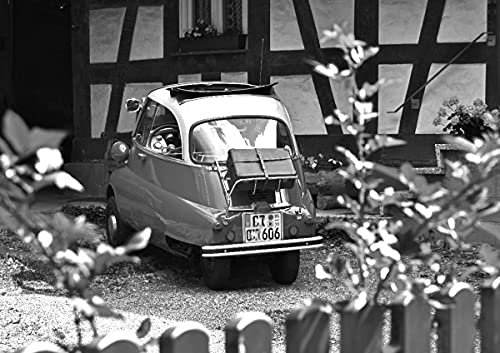 CALVENDO Poster 118,9 x 84,1 cm Querformat Ein Motiv aus dem Kalender BMW Isetta 300 in schwarzweiß, Poster DIN A0 quer| Bilder, Kunstdruck, Wandbild, Wanddeko, Prints ohne Rahmen