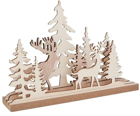 VBS Holz-Steckmotiv Rentiere im Wald, 4-teilig, Weihnachtsdeko zum Basteln, DIY Winterdeko
