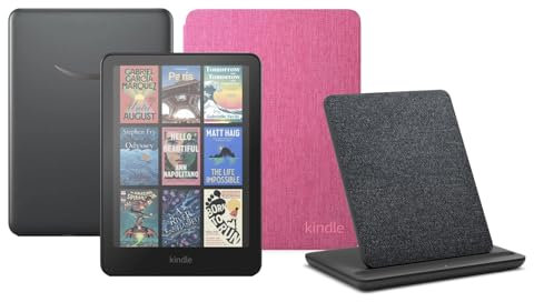 Kindle Colorsoft Signature Edition (32 GB) without ads, an Amazon Fabric Cover and a Made for Amazon Wireless Charging Dock