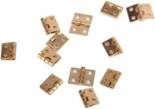 Generic Mini Hinges, 12Pcs, Metal, Bronze Plated, 4 Holes, 10x8mm, Suitable for 1:12 Dollhouse, Jewelry Box, Storage Box, Multicolor