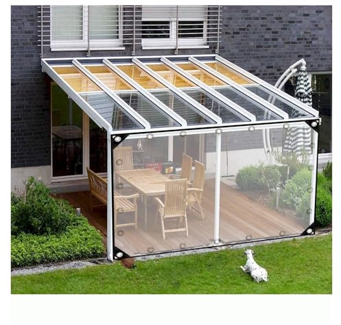 Transparente PVC-Plane mit Ösen für Gartenpavillon, reißfest, Kunststoffvorhang für den Außenbereich, 3 x 3,5 m