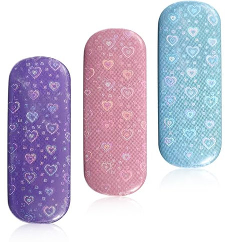 Beipegin 3 Pezzi Custodia Occhiali Rigida, Custodia Occhiali, Occhiali da Borsa per Donna Bambini