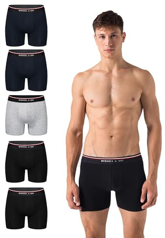Burnell & Son - Boxershorts Herren aus Baumwolle 5er Pack - Unterhosen mit Komfortbund - Baumwoll Unterhosen Herren aus 95% Baumwolle