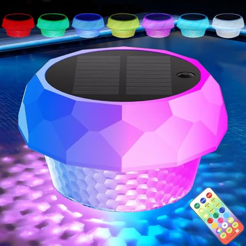 yowin Luci Piscina Fuori Terra IP68 Impermeabili Luci Solari Galleggianti per Piscina con Telecomando, Luce Solare per Piscina RGBCW LED Accessori per Laghetto Acquario Stagno Giardino Decorazione