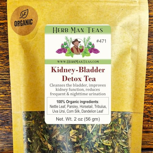 KIDNEY-BLADDER DETOX TEA to reduce swelling & nighttime urination - formulated by master herbalist Khabir - 100% Organic, Non-GMO, No Additives