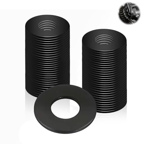 Nevoluxer Rondelles Métal M6 x 12 mm, 80 Pièces Rondelles Plates en Acier au Carbone Noir pour Gonds de Porte, Vis et Tiges Filetées, Entretoises Étanches