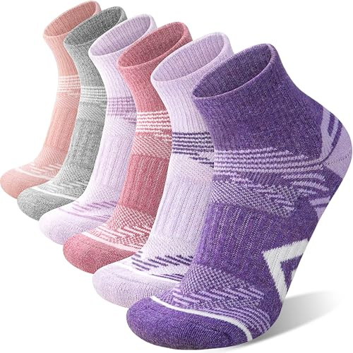 ANTSANG 6 Pares de Calcetines de Tobillo de Lana Merino para Correr Senderismo Caminar Trabajar con Transpirables Térmicos Cálidos Gruesos Calcetines de Cuarto para Mujer y Hombre