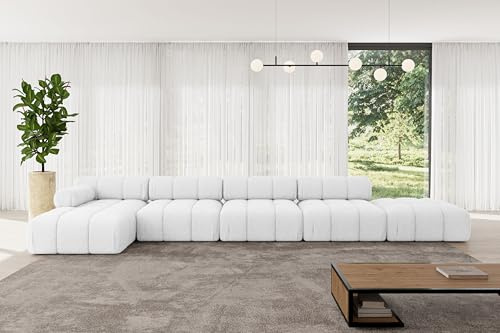 ALTDECOR Modulares Sofa Ecksofa in L-Form Corner modular Sofa Eckcouch Couch Wohnlandschaft Cauchsofa Polstersofa Lizur-L3-475x160x70 cm Weiß