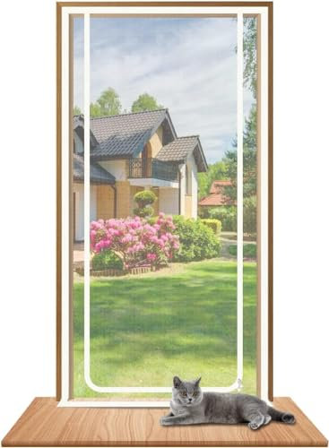 TINBOSE Porta A Zanzariera A Prova di Gatto, 80 Cm X 210 Cm, Porta A Zanzariera Spessa for Animali Domestici con Cerniera, Zanzariera(120x220cm)