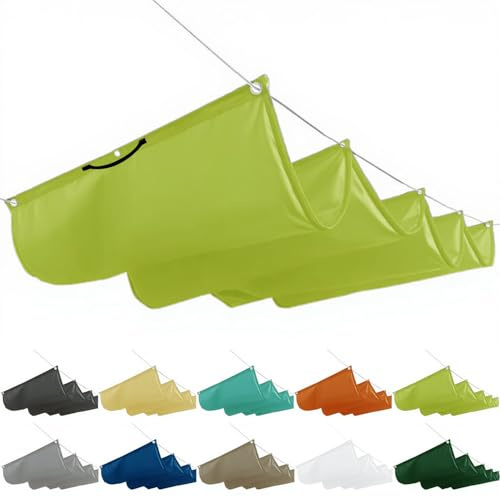 Einziehbare Welle Sonnensegel 2x5M, glashaus beschattung, sonnenraffsegel mit ösen und Seil für Terrassenüberdachung & Wintergarten, Gelbgrün