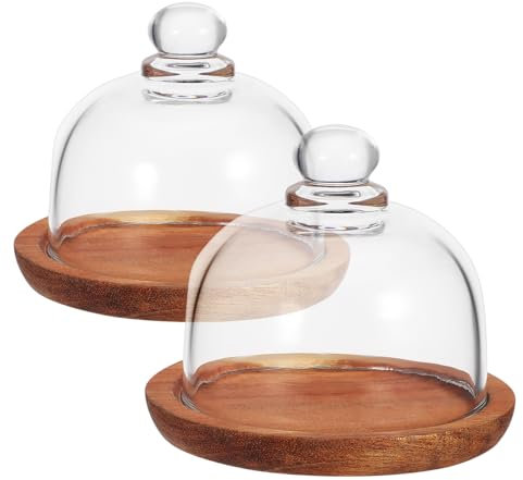 HEALLILY Lot de 2 beurriers en verre avec couvercle élégant en forme de dôme pour pâtisseries, biscuits et desserts, pour usage domestique et cadeau
