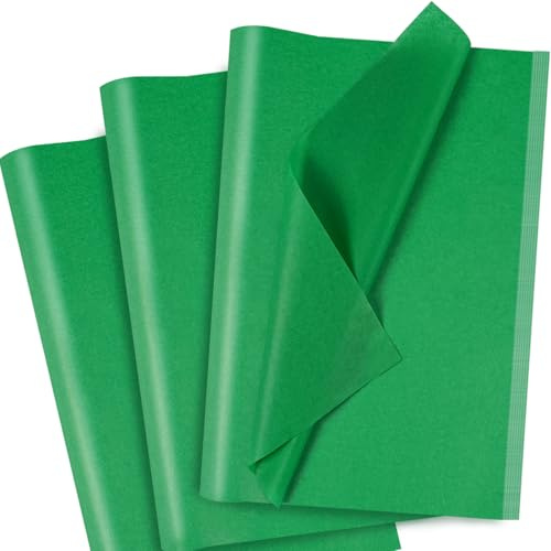 Grünes Geschenkpapier Seidenpapier, 120 Blatt Seidenpapier Verpackungsmaterial, Grünes Tissue Papier, Transparentpapier Bastelpapier für Geburtstag, Hochzeit, Weihnachten, Party, 50 x 35 cm