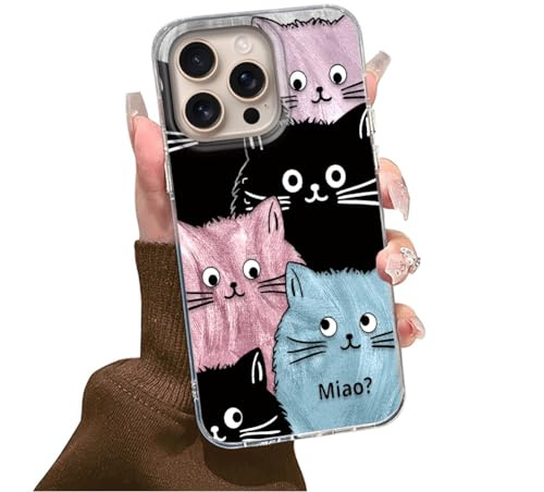 Tedyhulle Hülle für iPhone 14 Pro Max Handyhülle mit Niedliche Farbe Katze Aesthetic Muster, Bunt Dünne Weich TPU Schutzhülle Stoßfest Kratzfest Cartoon Geschenk Handytasche für Frauen Mädchen