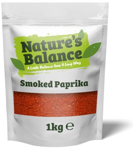 Nature’s Balance Smoked Paprika Powder 1kg Wood-Smoked Red Pepper Spice | Rich, Smoky Flavour | Perfect for Paella, BBQ, Goulash, and Meat Rubs – Fresh in Resealable Bag