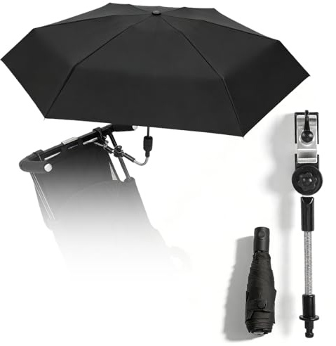 Kinderwagen Regenschirm,Universal Sonnenschirm für Kinderwagen,Sonnenschirm Buggy mit Verstellbarer Universeller Klemme und Einem Regenschirmgriff,UV Schutz 50+,90cm Durchmesser für Rund- Ovalrohre