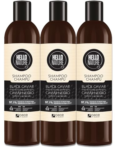 P-Beauty Naturkosmetik Shampoo mit Black Caviar - Luxuriöse Haarpflege mit Kaviar Extrakt - Stärkendes Shampoo für geschwächtes & strapaziertes Haar - Feuchtigkeit, Glanz & Regeneration (3x 300ml)