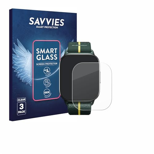 Savvies Schutzglas für Motorola Moto watch fit | 3 Stück Transparenter Displayschutz Made in Germany Panzer Schutz Glas 9H Schutzfolie HD Klar Blasenfrei Einfache Montage