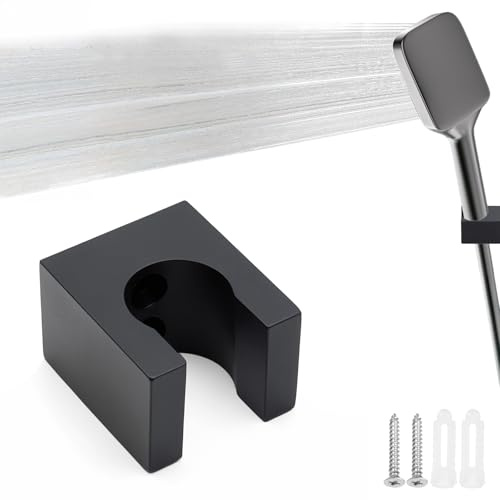 LWLWA Support Douchette, Carré Doré Fixation Carrée Noir | Accroche Pommeau de Douche Fourni Avec Vis et Chevilles, Adapté À la Plupart Des Pommes de Douche