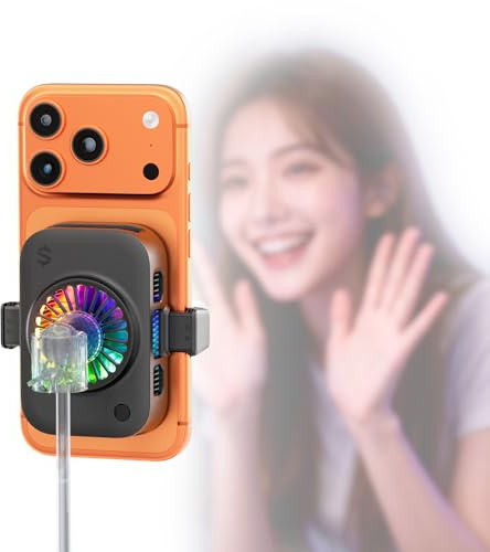 Black Shark Live Streaming Cooler – Portable Clip-On Phone Cooler with RGB Lights for Gaming, Streaming, Video Recording & Photography, Low-Noise Portable Design for Quiet, Lightweight, Easy Carry Use