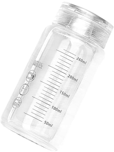 POPETPOP Bottiglia d Acqua in Vetro Graduata da 260ml con Coperchio, Portatile a Bocca Larga, per Ristorante e Caffè