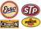 24/7stickers #105 / Aufkleber Set 4X Vintage Öl Breite je ca. 6cm Oldtimer Oldschool Retro Rost Esso STP Champion Pennzoil Hotrod