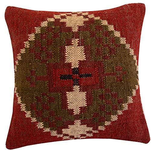 tradestar indischen Kissenbezug aus Jute, handgewebte Teppich Kissen, Kelim Kissenbezug 18 x 18, Boho Home Decor, Vintage Kissen Schutzhülle Muster 10