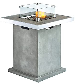 Clifton Gaskamin Comfort Serie (Lounge- Dining- Table) Feuerstelle Terrassenkamin Verschiedene Kombinationen (Tischfuß Dining Table Grey - Tischplatte S Lime)