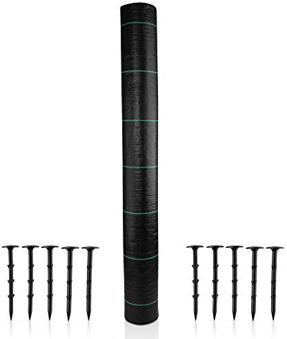CoverUp! Unkrautvlies 1 × 50 m (50 m²) – 100 g/m² UV-stabil, wasserdurchlässig – inkl. 10 Erdanker – Geotextil Mulchvlies für Garten & Wege