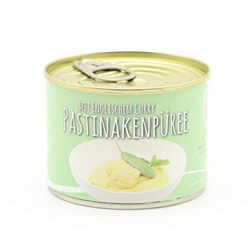 Pastinaken Püree mit Englischem Curry und Schmand verfeinert. 200g Dose - Sehr fein Passiert - ohne Stückchen ( 15,50 € / Kg )