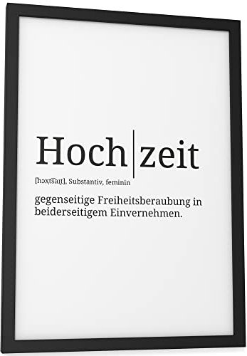 Papierschmiede® Definition: Hochzeit, DIN A4 fertig gerahmt (Rahmen: Material und Farbe wählbar), Wandbild für Wohnzimmer, Schlafzimmer, Küche, Esszimmer, Poster Geschenk Wanddeko aufhängefertig