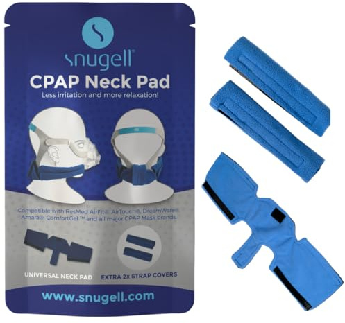 Snugell CPAP-Nackenpolster Kopfbandabdeckung von ®,| Enthält 2 zusätzliche universelle Gurtabdeckungen | Passend für alle großen Kopfbedeckungsmarken | Ergonomisches Design für Komfort