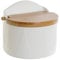 Space Home - Salero Cerámico con Tapa - Azucarero - Recipiente para Aliños o Especias - Blanco