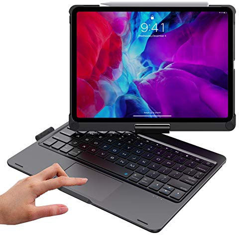 PboyiqiS Rotatable Keyboard Case for iPad Air 11 Inch (M3/M2)/ Air5/Air4/iPad Pro11 2022/2021/2020, Backlits Bluetooth Touchpad Keyboard Smart Cover with Pencil Holder, Black