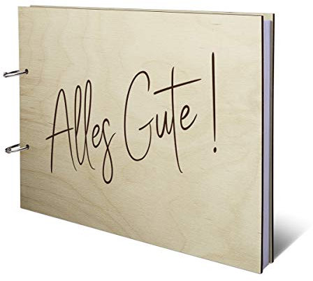Geburtstag Gästebuch Birkensperrholz Cover Ringbuch 72 Blätter | 144 Seiten DIN A4 quer 302x215mm - Alles Gute