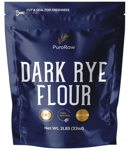 PuroRaw Dark Rye Flour, 2lbs, Dark Rye Flour for Bread Machine, Pumpernickel Flour, Whole Rye Flour for Baking, Rye Bread Flour, Pumpernickel Meal, Non-GMO, Batch Tested, Product of Canada, by .