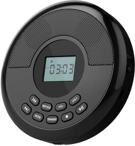 Bamberg Lettore CD Portatile Bluetooth Discman Ricaricabile con Doppi Altoparlanti e Cuffie Lettore CD Lettore Mp3 Nero
