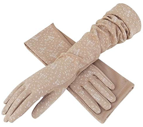 TINAYAUE Women Girls Long Sleeve Driving Gloves, Thin Breathable Summer Sun UV Protection Cotton Gloves Long Arm Cover Full Finger Outdoor Sports Cycling Gloves