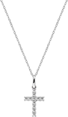 Amen Gioielli, Collana con Croce, Collana Donna Argento 925, Ciondolo Croce, Rodiato con Zirconi Bianchi, Regalo Donna.