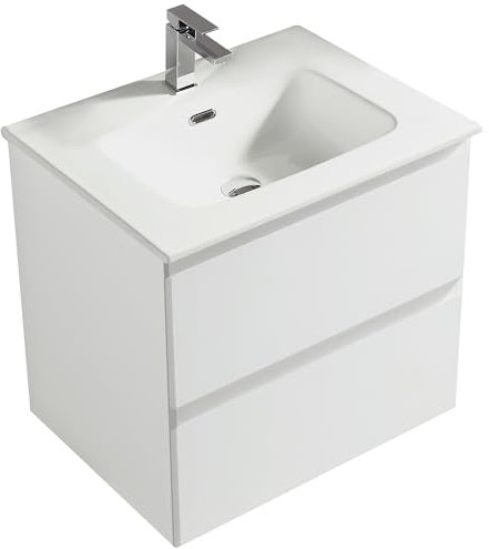 Alpenberger Waschbecken mit Unterschrank | Waschbeckenunterschrank Weiß | Badezimmerschrank Badezimmermöbel | Badmöbel Set Badschrank Hängend | Schrank 60 cm Breit