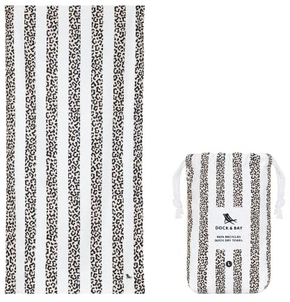 Dock & Bay Strandtuch - schnell trocknend, sandfrei - kompakt, leicht - 100% recycelt - inklusive Tasche - Animal Kingdom - Dashing Leopard - Extra Large (200x90cm, 78x35)