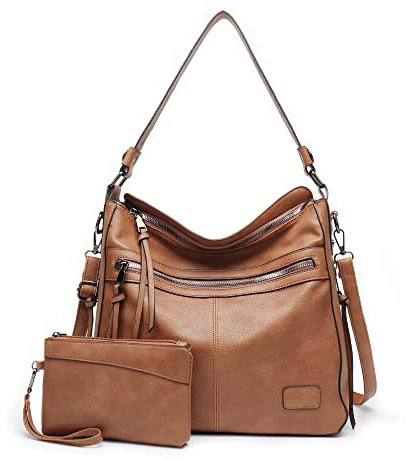 Lifetooler Handtaschen Set Gross Leder Schultertasche Umhängetasche Geldbörse Hobo Damen Taschen Set für Büro Schule Einkauf Reise eschenke für Frauen 2pcs